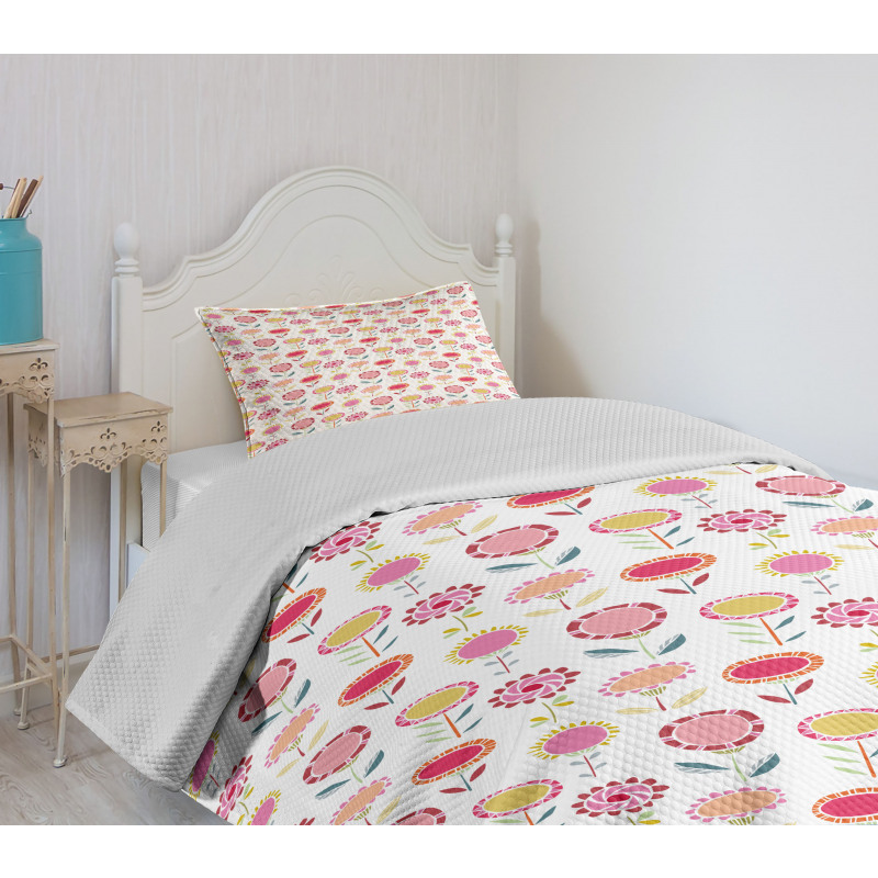 Vibrant and Doodle Style Bedspread Set