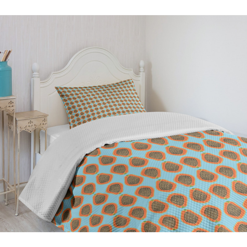 Halved Tropic Papayas Bedspread Set