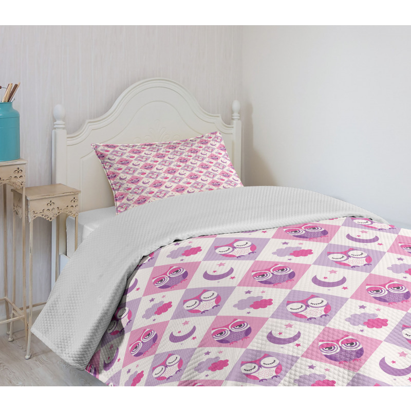 Sleeping Birds Moon Stars Bedspread Set