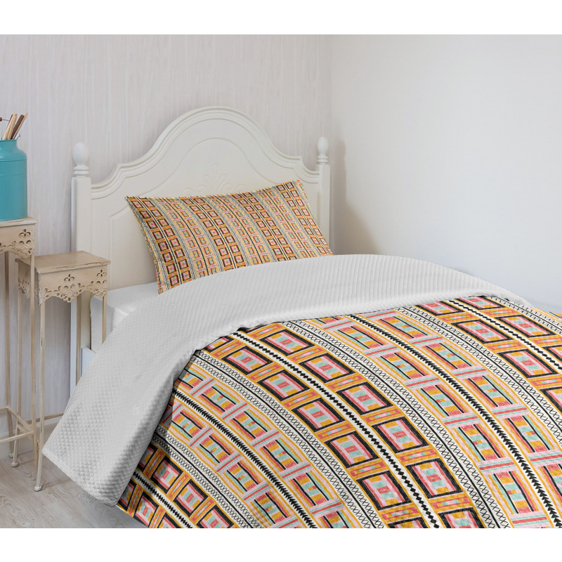 Colorful Kente Pattern Bedspread Set