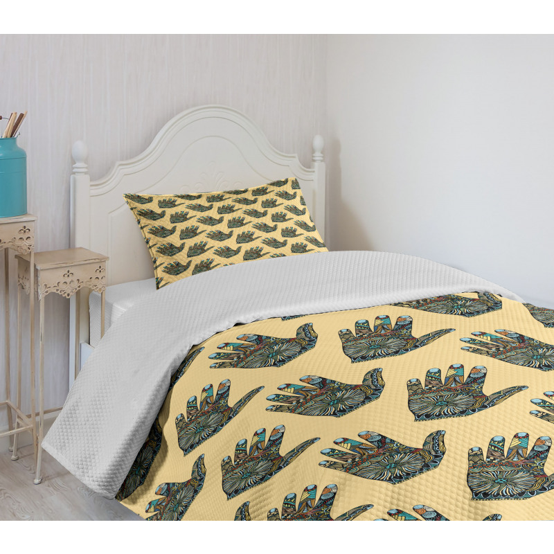 Oriental Motifs on Hand Bedspread Set