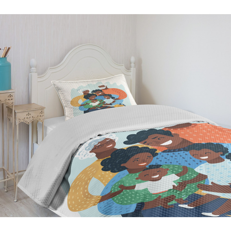 Happy Family Scene Bedspread Set