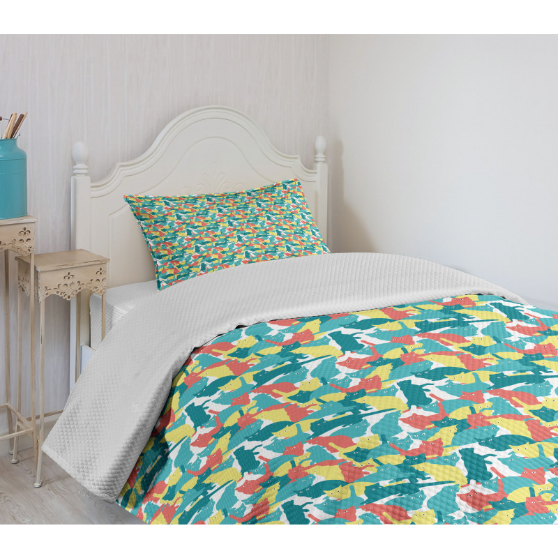 Energetic Kitten Bedspread Set