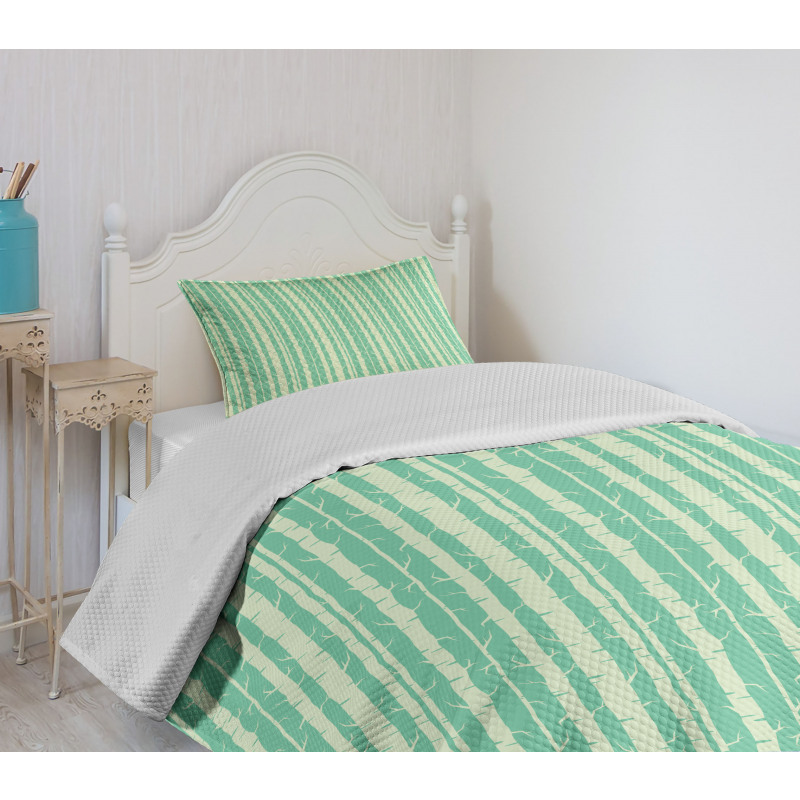 Soft Tone Tree Stems Pattern Bedspread Set