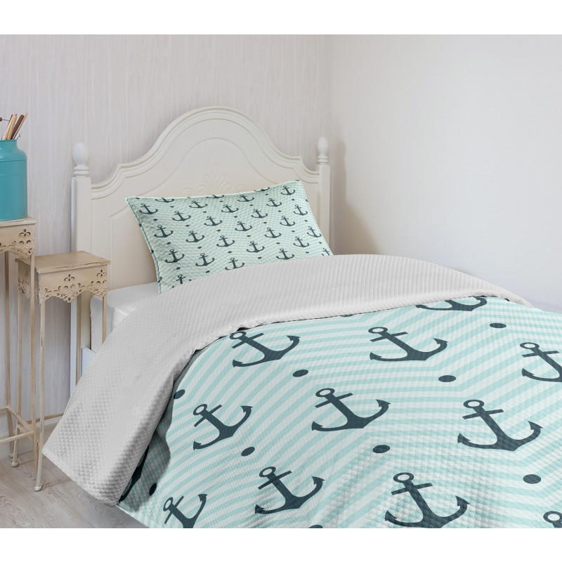 Zigzag Chevron Anchors Bedspread Set