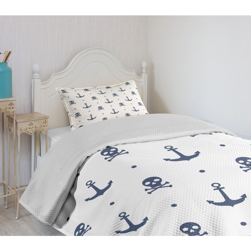 Anchors and Skulls Bones Bedspread Set