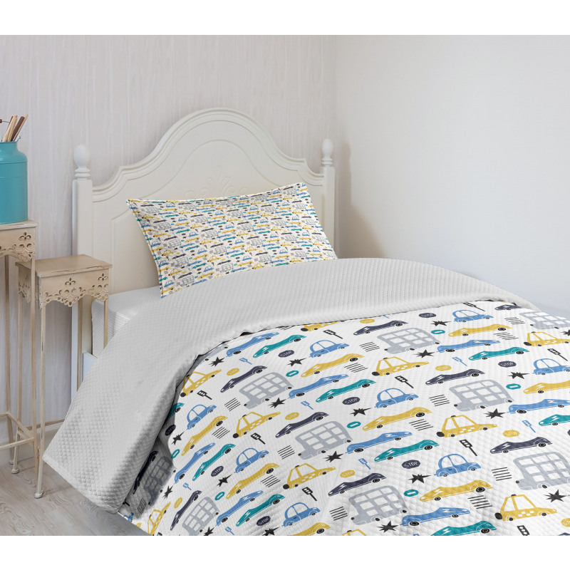 Childish Car Pattern Bedspread Set