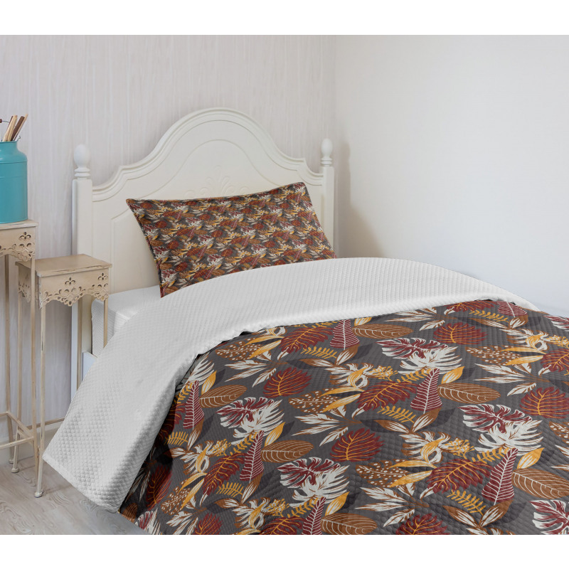 Tropic Leaves in Earth Tones Bedspread Set