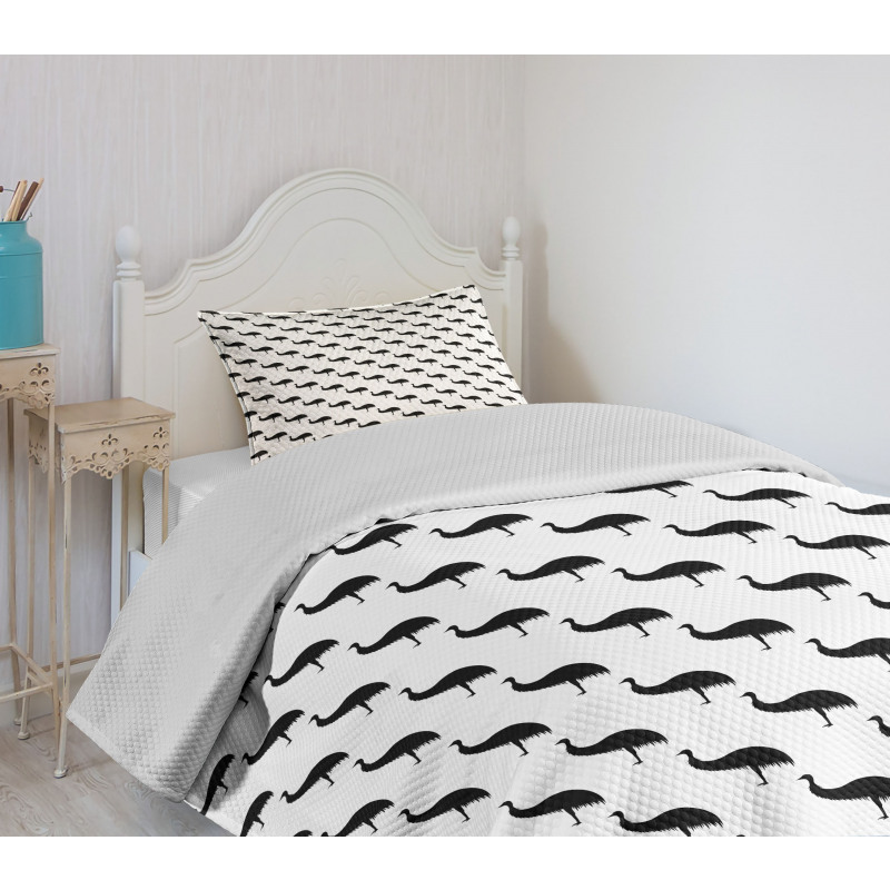 Monotone Animal Silhouettes Bedspread Set