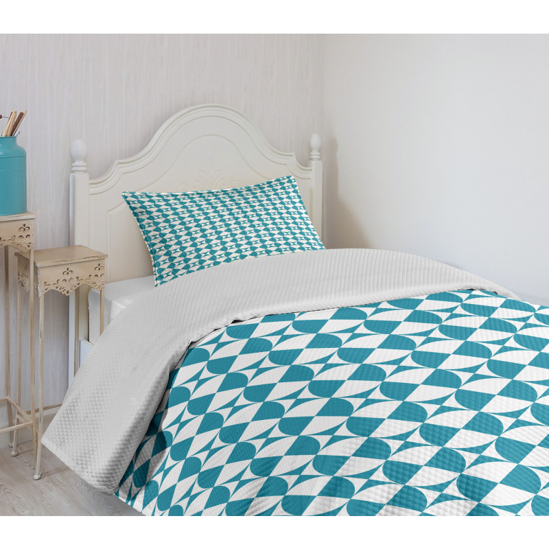 Diagonal Circles Squares Bedspread Set