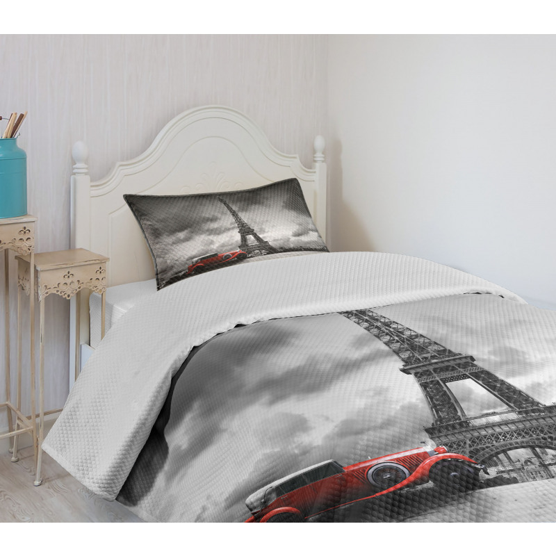 French Car Dark Clouds Bedspread Set