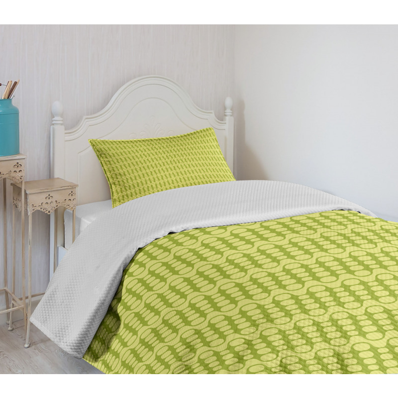 Minimalistic Green Geometry Bedspread Set