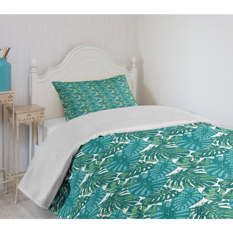 Jungle Foliage Tropic Leaves Bedspread Set