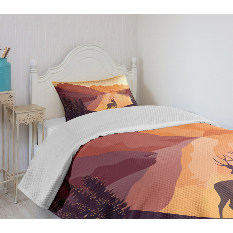 Bird Mountain Reindeer Bedspread Set