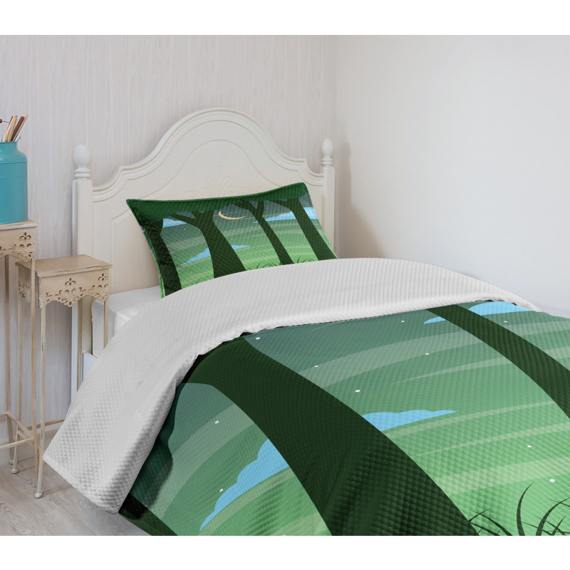 Dreamy Forest at Night Bedspread Set