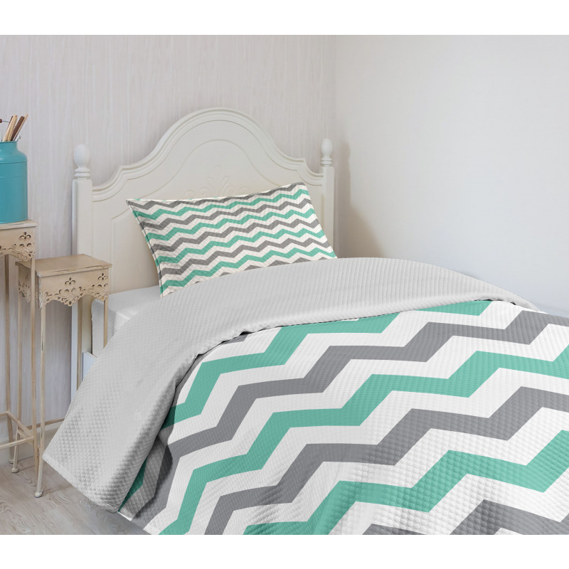 Geometric Wavy Zigzag Bedspread Set