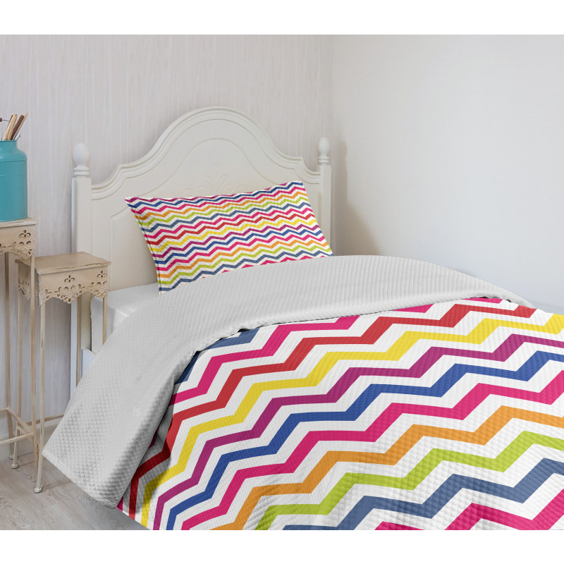 Rainbow Chevron Fun Bedspread Set