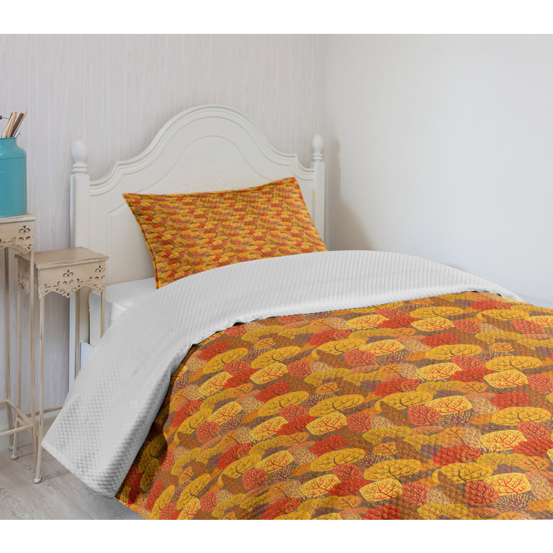 Warm Tones Fall Forest Bedspread Set