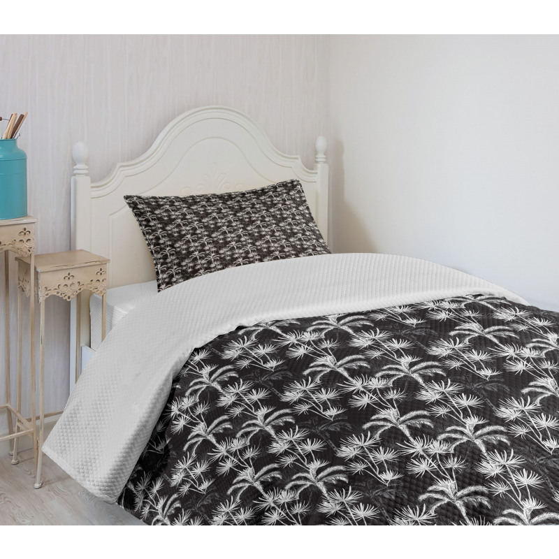 Exotic Palm Tree Sketch Bedspread Set