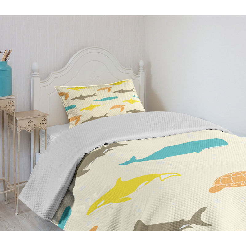 Whale Shark and Turtle Bedspread Set