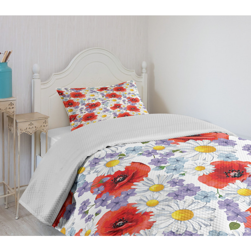 Poppy and Daisy Flower Bedspread Set