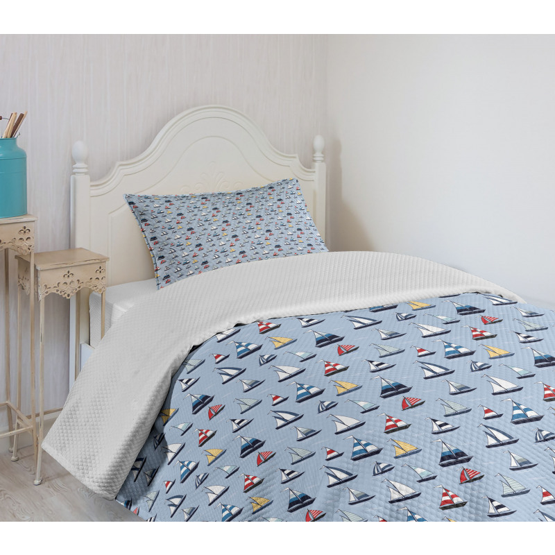 Sailboats Racing Swelling Bedspread Set