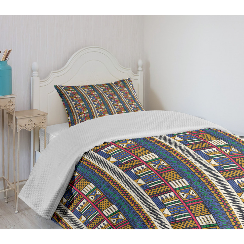 Tribal Motifs Vibrant Colors Bedspread Set