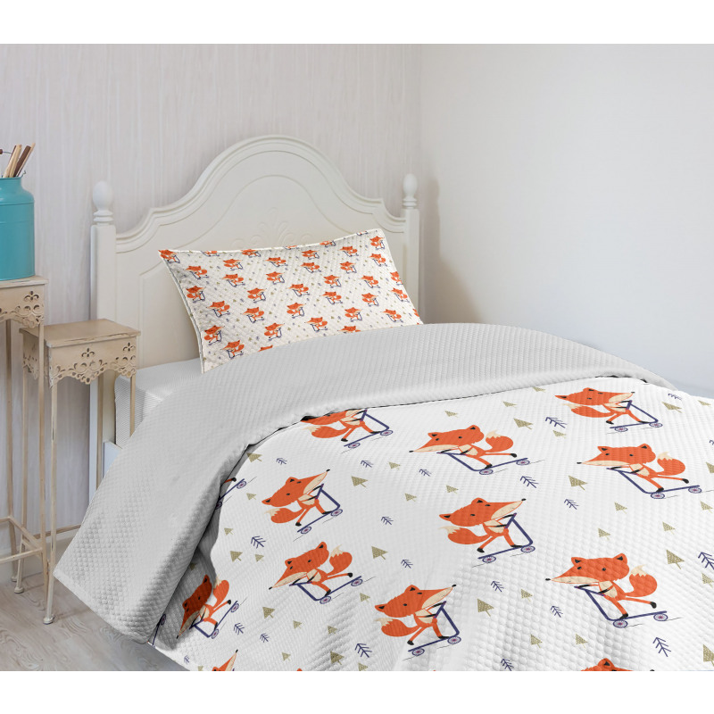 Animal with Scooter Tiny Trees Bedspread Set