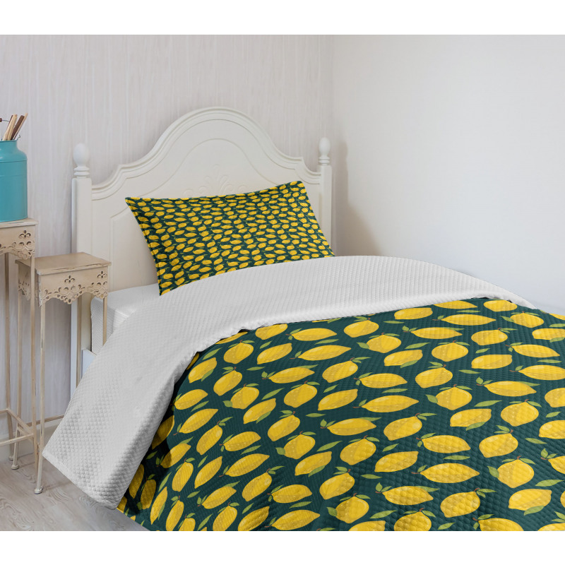 Citrus Cartoon with Leaves Bedspread Set