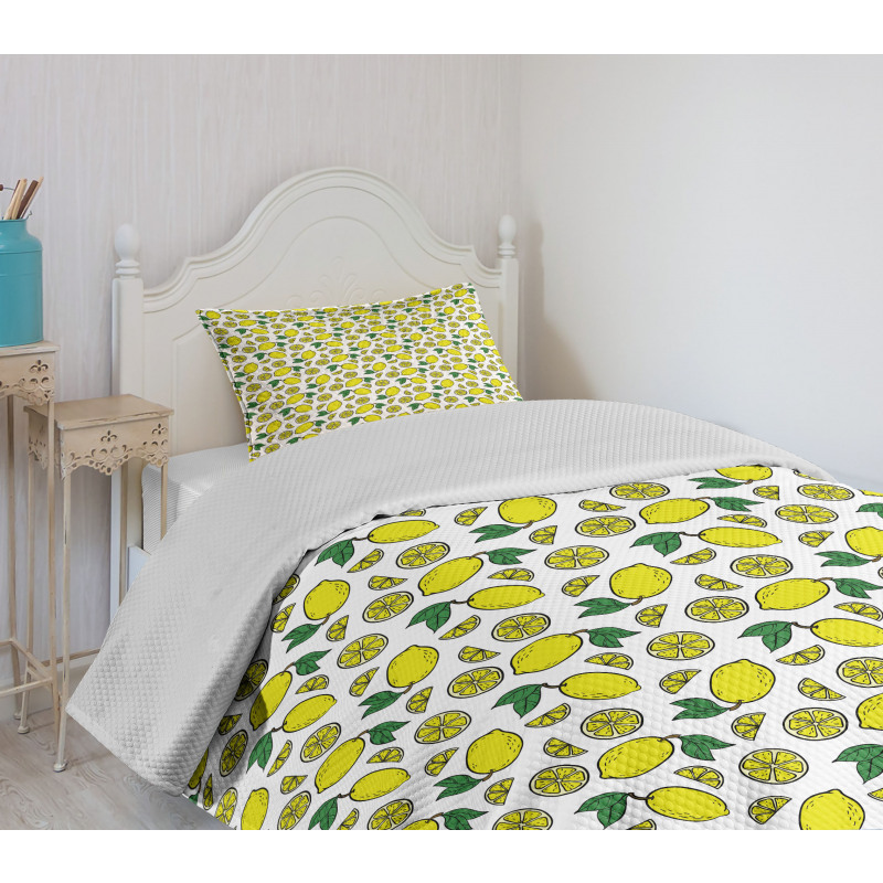 Vivid Summer Citrus Blossom Bedspread Set