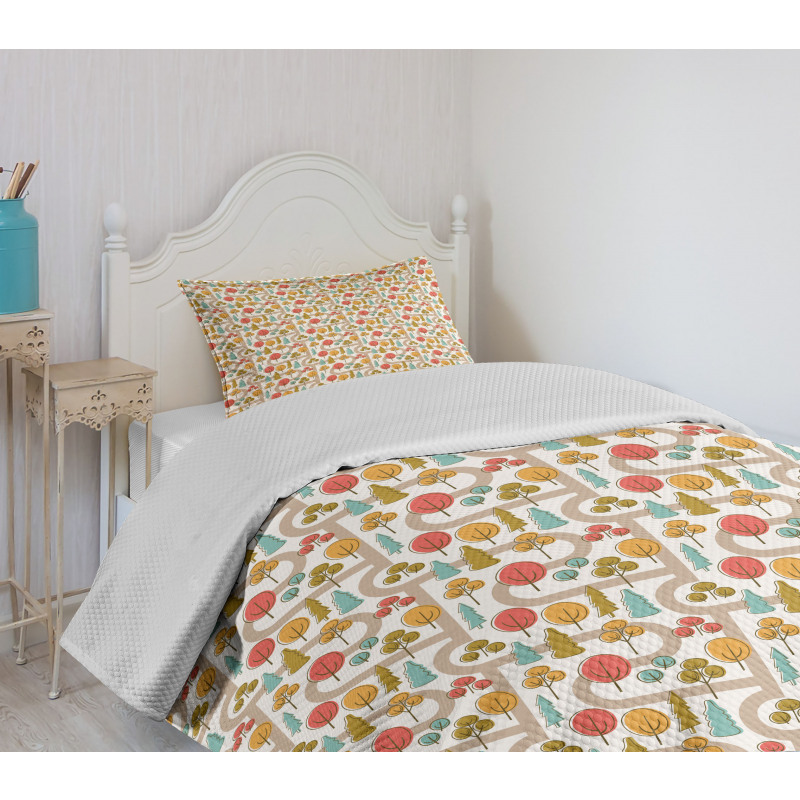 Abstract Trees and Roads Bedspread Set