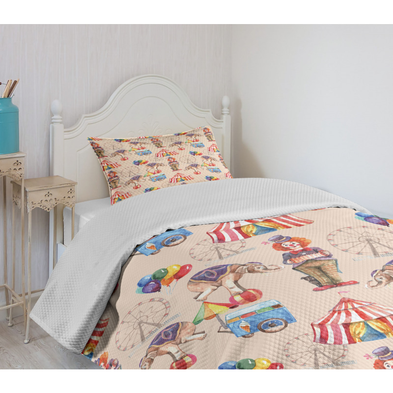 Watercolor Circus Art Bedspread Set