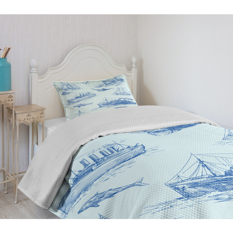 Wildlife Shark Boat Bedspread Set