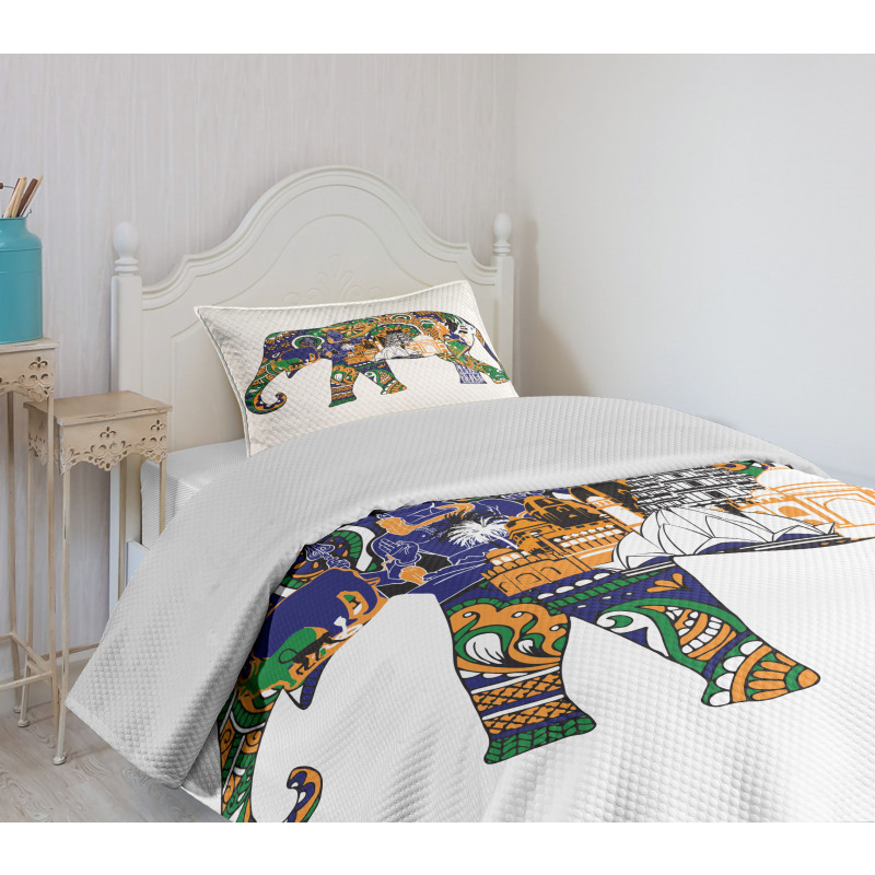 Elephant Asian Symbol Bedspread Set