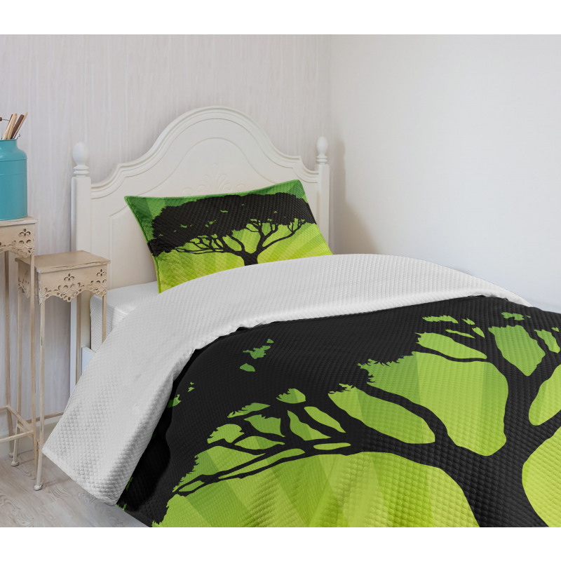 Funky Sunset Nature Art Bedspread Set