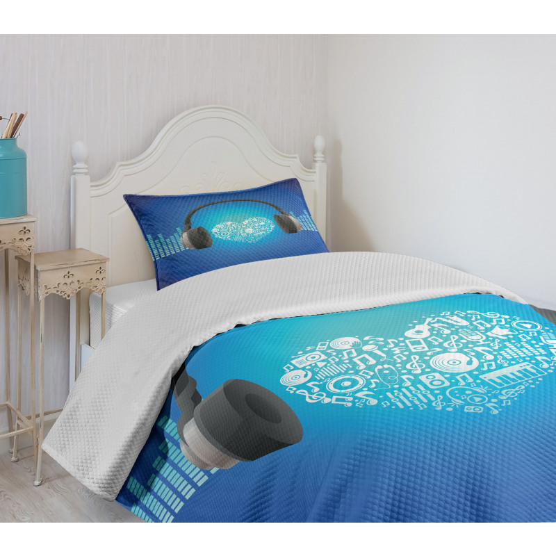 Heart Earphones Bedspread Set