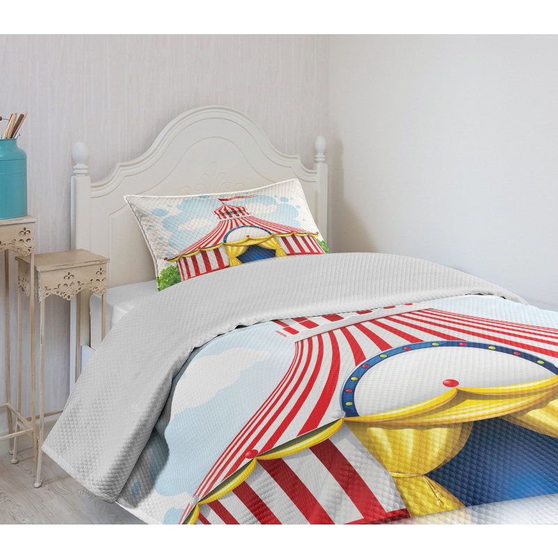 Striped Tent with Flag Bedspread Set