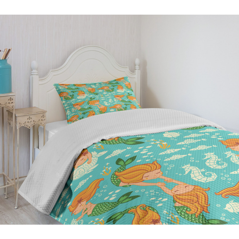 Cartoon Character Sea Bedspread Set