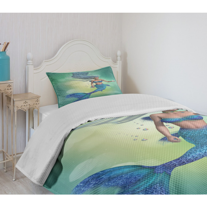 Mermaids Swimming Bedspread Set