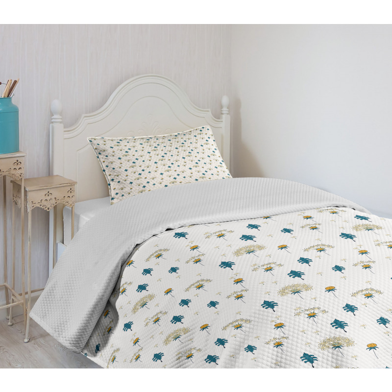 Doodle Dandelion Flowers Bedspread Set