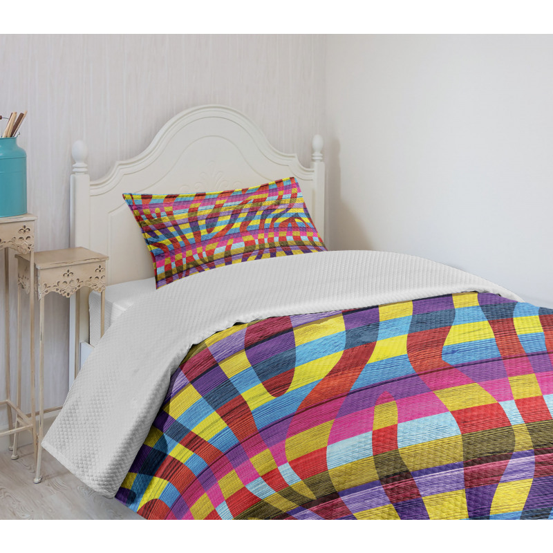 Vibrant Curvy Lines Bedspread Set