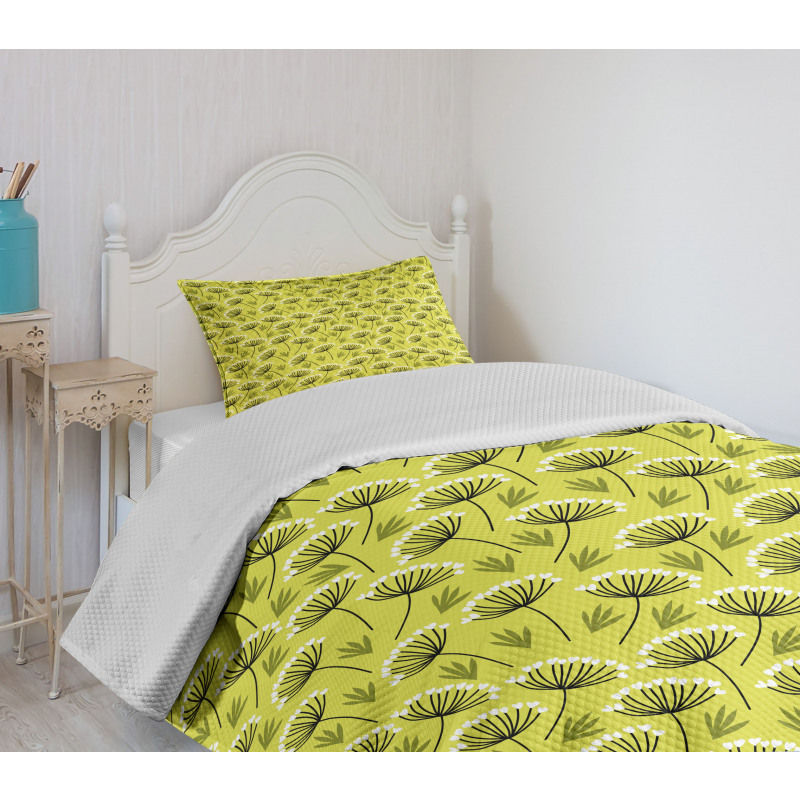 Doodle Style Branches Herbs Bedspread Set
