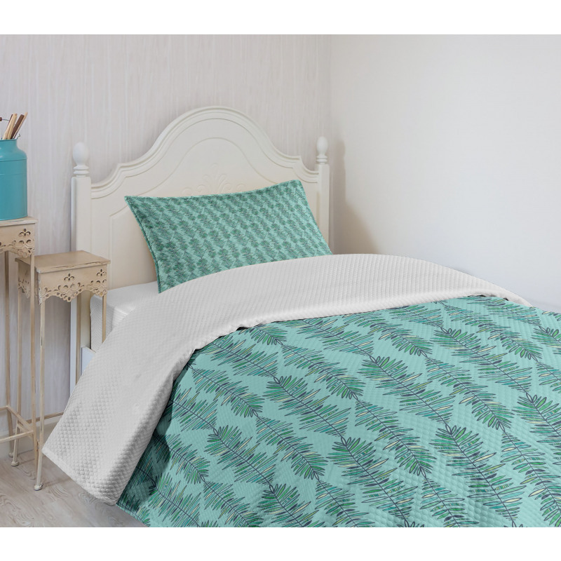 Vertical Strips with Leaves Bedspread Set
