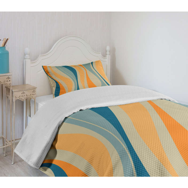 Retro Vibrant Stripes Bedspread Set