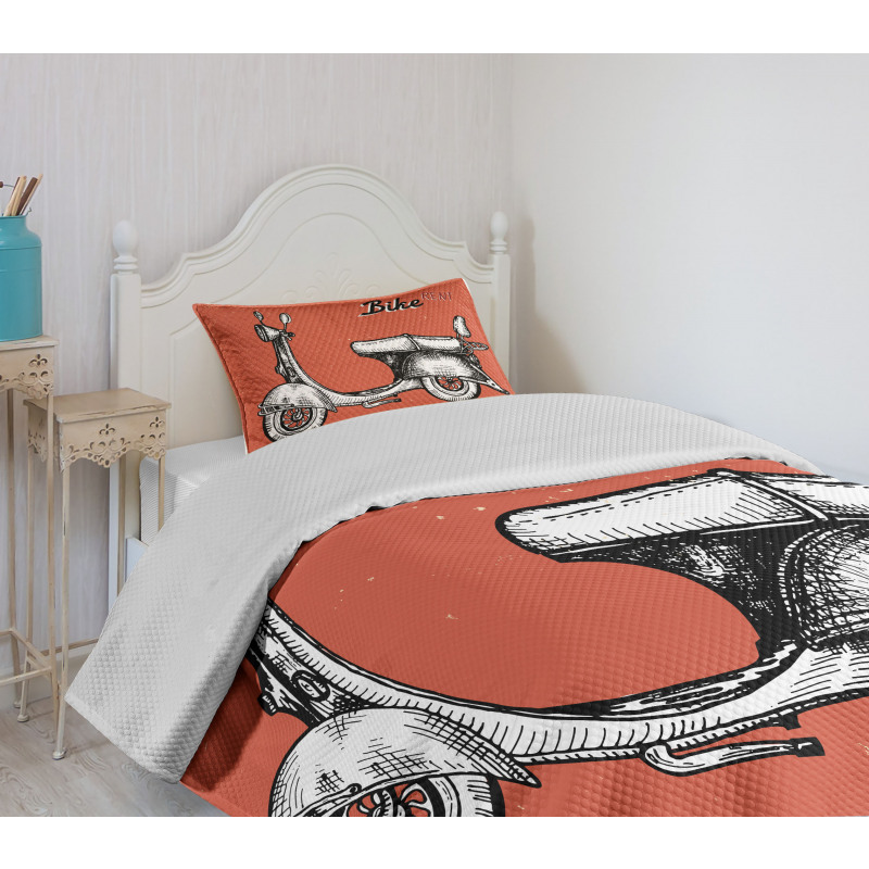 Scooter Bicycle Sign Bedspread Set