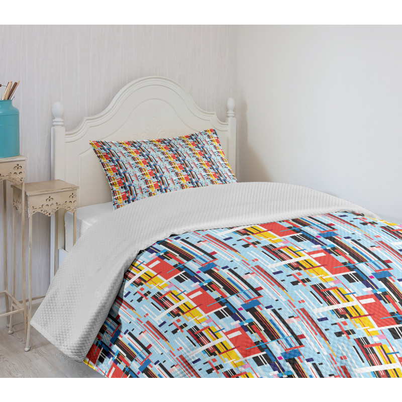 Colorful Digital Stripes Bedspread Set