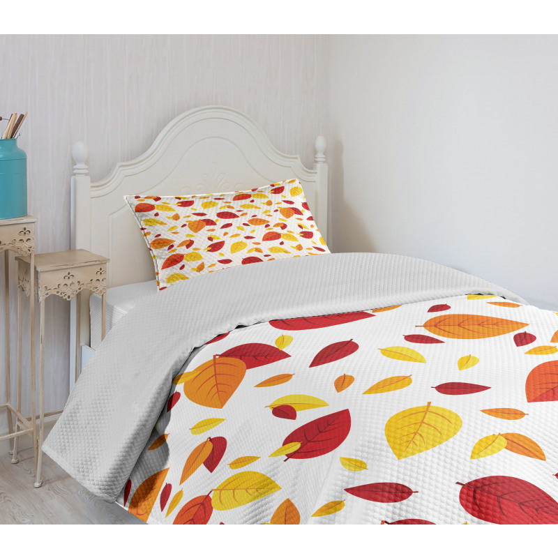 Seasonal Fall Leaves Bedspread Set