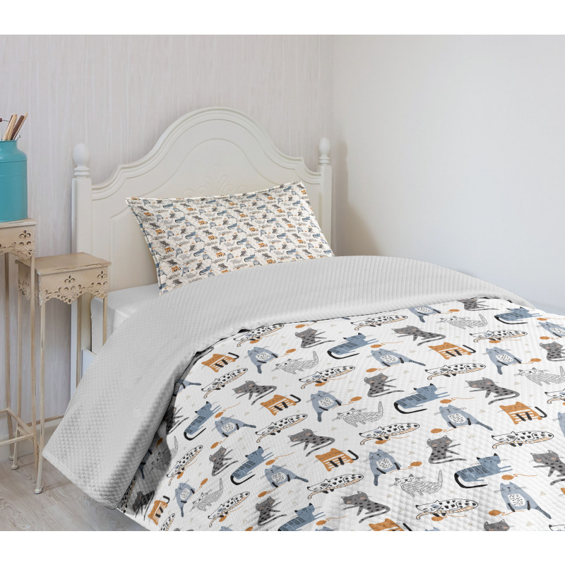 Sketchy Kittens Bedspread Set