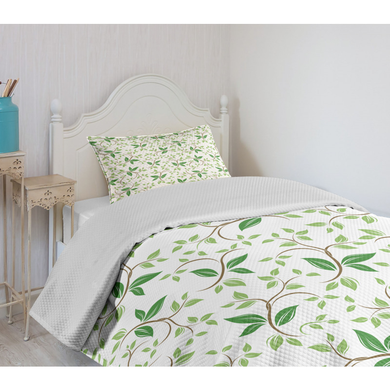 Ivy Green Leaves Bedspread Set