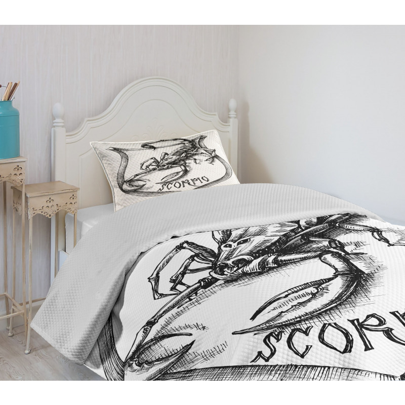 Black and White Scorpio Bedspread Set